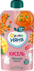 Изображение товара Кисель фруктово-ягодный ФРУТОНЯНЯ из облепихи и манго, с 12 месяцев, 130г