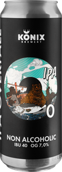 Пиво светлое безалкогольное KONIX BREWERY ИПА Оверфол фильтр. пастер. ж/б