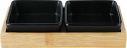 Изображение товара Набор соусников HOMECLUB Matt Black на подставке, керамика, бамбук, Арт. OS202012