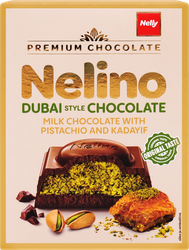 Изображение товара Шоколад молочный NELINA Dubai Chocolate с фисташковой начинкой и кадаифом, 62г