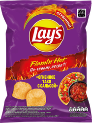 Чипсы картофельные LAY'S со вкусом огненное Тако с Сальсой, 105г