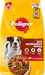 Изображение товара Корм сухой для взрослых собак PEDIGREE с говядиной, полнорационный, для мелких, 2000г