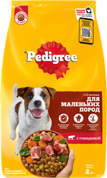 Изображение товара Корм сухой для взрослых собак PEDIGREE с говядиной, полнорационный, для мелких, 2000г