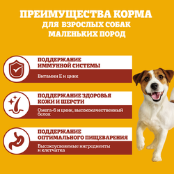 Корм сухой для взрослых собак PEDIGREE с говядиной, полнорационный, для мелких, 2000г