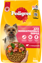 Корм сухой для взрослых собак PEDIGREE полнорационный, для миниатюрных пород, 500г