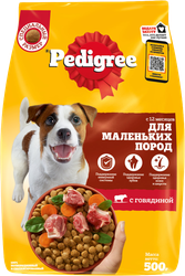 Изображение товара Корм сухой для взрослых собак PEDIGREE полнорационный, для мелких пород, 500г