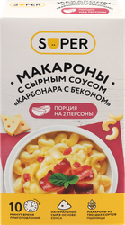 Макароны SUPER с сырным соусом Карбонара с беконом, 143г