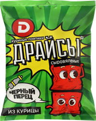 Изображение товара Ломтики куриные сыровяленые ДЫМОВ Драйсы с черным перцем, 30г