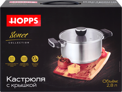Кастрюля HOPPS Sonet, ручки soft-touch, нержавеющая сталь, 2.8л, Арт. HNSS-20