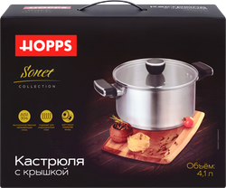 Кастрюля HOPPS Sonet, ручки soft-touch, нержавеющая сталь, 4.1л, Арт. HNSS-22