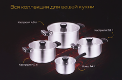 Кастрюля HOPPS Sonet, ручки soft-touch, нержавеющая сталь, 4.1л, Арт. HNSS-22