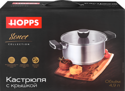Кастрюля HOPPS Sonet, ручки soft-touch, нержавеющая сталь, 4.9л, Арт. HNSS-24