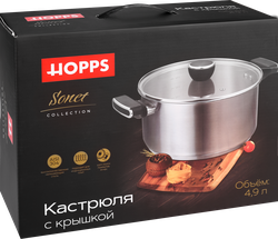 Кастрюля HOPPS Sonet, ручки soft-touch, нержавеющая сталь, 4.9л, Арт. HNSS-24