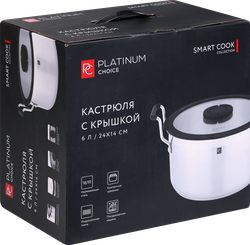 Кастрюля PLATINUM CHOICE Smart Cook, нержавеющая сталь, силикон, 6л, Арт. LF-SS4