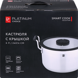 Кастрюля PLATINUM CHOICE Smart Cook, нержавеющая сталь, силикон, 6л, Арт. LF-SS4
