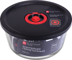 Контейнер PLATINUM CHOICE Smart Cook, герметичный, круглый, жаропрочное стекло, силикон, 1.55л, Арт. RKS-2