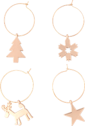 Изображение товара Набор для вина HOMECLUB Golden, 5 предметов: пробка для вина + 4 маркера для бокалов, цинк, силикон, Арт. SWNY-5