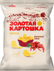 Изображение товара Чипсы картофельные ЗОЛОТАЯ КАРТОШКА со вкусом вареных раков, из натурального картофеля, 120г