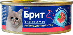 Изображение товара Корм консервированный для кошек BRIT PREMIUM Риет из говядины, для стерилизованных кошек, 100г
