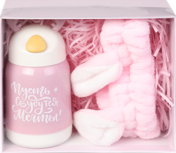 Изображение товара Набор подарочный ACTIWELL Бутылка с полотенцем/косметической повязкой на голову, в ассортименте, Арт. MU122011-A