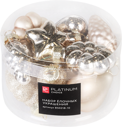 Изображение товара Набор елочных украшений PLATINUM CHOICE 4см, синий/кремовый/карамельный, 12шт