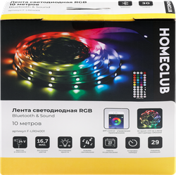 Изображение товара Лента светодиодная HOMECLUB RGB 10м, Bluetooth, 24Вт, IP20, 300 LED, Арт. F-LR04001