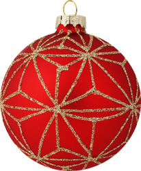Изображение товара Шар елочный PLATINUM CHOICE с декором, стекло, красный/золотой, 8см