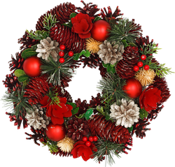 Изображение товара Венок HOMECLUB Рождественский с шишками и ягодами, 30см