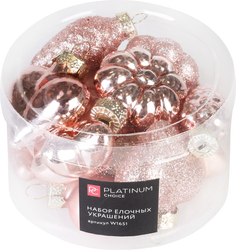 Изображение товара Набор елочных украшений PLATINUM CHOICE 4см, голубой/розовый/жемчужный, 12шт