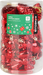 Изображение товара Набор елочных украшений HOMECLUB разные формы, красный/золотой