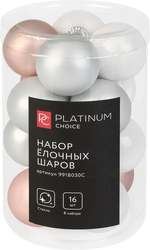 Изображение товара Набор елочных шаров PLATINUM CHOICE стекло, 3,5см, микс розовый/жемчужный, 16шт