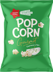 Попкорн HAPPY CORN Gourmet, со вкусом сметаны и лука, 50г
