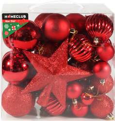 Изображение товара Набор украшений HOMECLUB c верхушкой-звездой, красный, в кейсе, 41шт