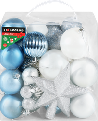 Изображение товара Набор украшений HOMECLUB c верхушкой-звездой, жемчужный/серебро, в кейсе, 41шт