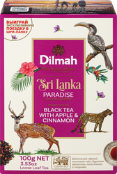 Изображение товара Чай черный DILMAH Цейлонский с корицей и ароматом яблока, листовой, 100г