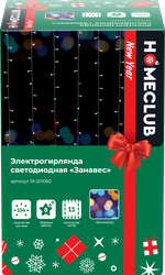 Изображение товара Электрогирлянда HOMECLUB Занавес, 200LED, 2х1,5м, мультиколор, соединяемая, IP44