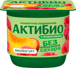 Изображение товара Йогурт АКТИБИО с персиком и малиной, без сахара 3% без змж, 130г