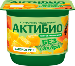 Изображение товара Йогурт АКТИБИО с манго и папайей, без сахара 3%, без змж, 130г