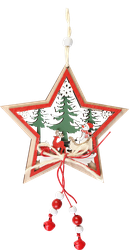 Изображение товара Украшение елочное HOMECLUB Звездочка новогодняя, дерево, 28см, в ассортименте