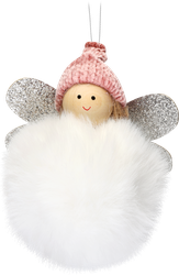 Изображение товара Украшение елочное HOMECLUB Девочка пушистик, мех, 8см, в ассортименте