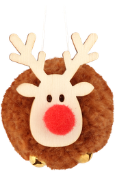 Изображение товара Украшение елочное HOMECLUB Олени с красным носом, коричневые, 5см, 4шт