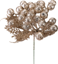 Изображение товара Украшение елочное HOMECLUB Букет с ягодками, шампань/синий/коричневый, 19см