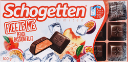 Изображение товара Шоколад молочный SCHOGETTEN Freeze me peach passionfruit, с кремовой начинкой с персиком и маракуйей, 100г