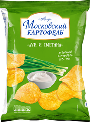 Изображение товара Чипсы картофельные МОСКОВСКИЙ КАРТОФЕЛЬ со вкусом лука и сметаны, 240г