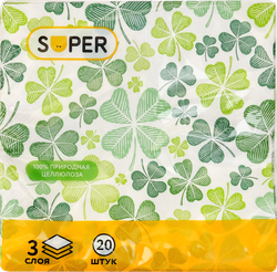 Изображение товара Салфетки бумажные SUPER Мечты 3-слоя, 33х33см, 20шт