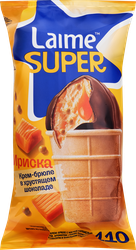 Мороженое LAIME Ириска, молочное крем-брюле с шоколадными драже в глазури 4%, без змж, вафельный стаканчик, 110г