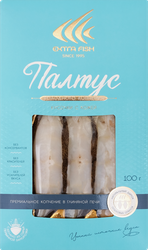 Изображение товара Палтус холодного копчения ЭКСТРА ФИШ кусочки с кожей, 100г