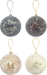 Изображение товара Шар елочный HOMECLUB Морозный узор, пластик, 8см, в ассортименте