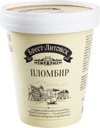 Изображение товара Мороженое БРЕСТ-ЛИТОВСК Пломбир с ароматом ванили 7%, без змж, картонный стакан, 220г