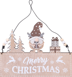 Изображение товара Подвеска новогодняя HOMECLUB Новогодний гном/Санта, дерево, 22см